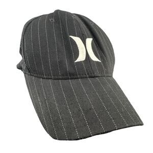 Hurley FlexFit Men's Baseball Cap Black and White Pinstripe Hat by Yupoong